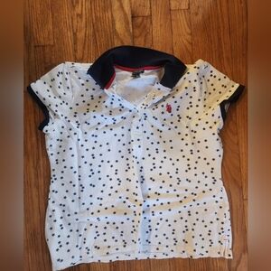 U.S. Polo Assn. VTG Polka Dot White Polo Tee Shirt Size XL